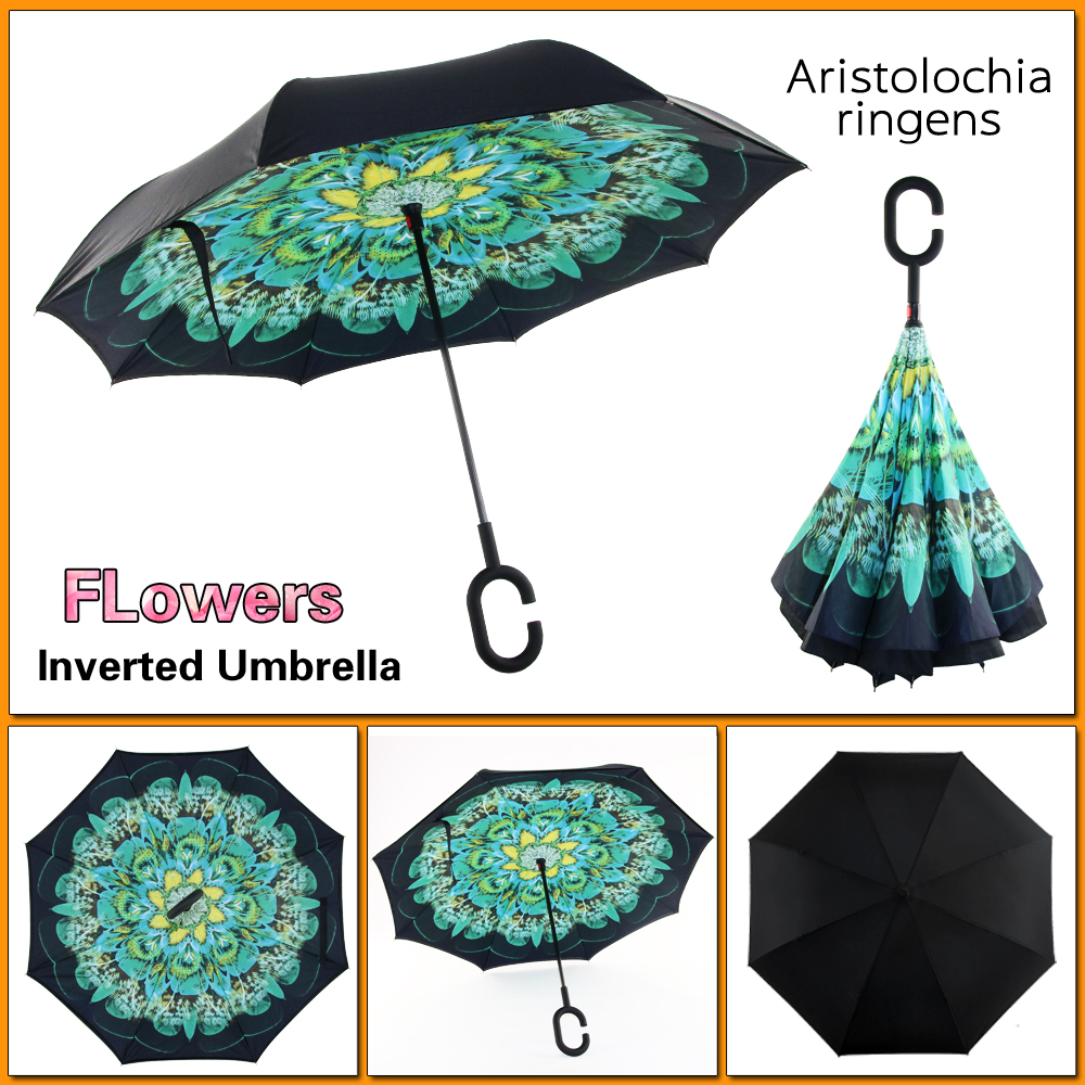 Upside Down Umbrella With C-Shaped Handle Umbrella Windproof Studio Ghibli Anime Art Inverted Umbrella Reverse Umbrella 