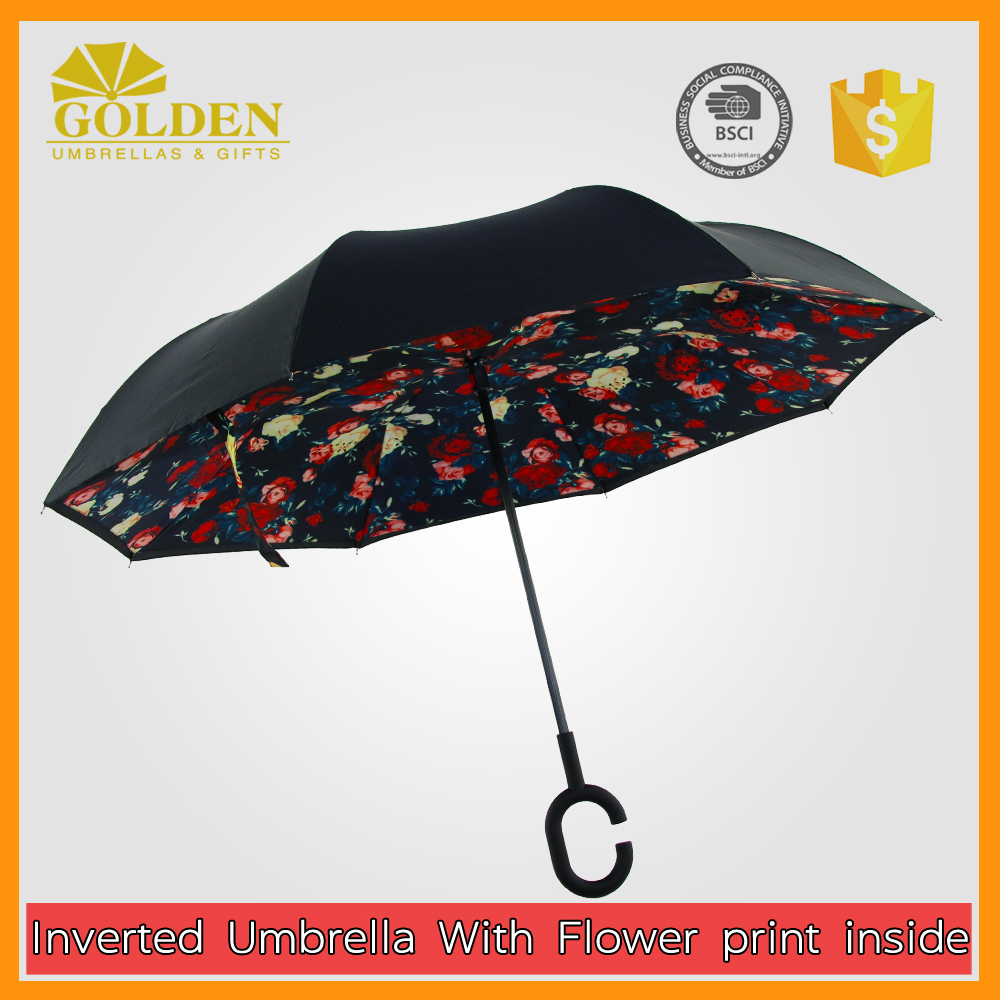 Double Layer Inverted Inverted Umbrella Is Light And Sturdy Floral Pattern Spring Lavender Flowers Reverse Umbrella And Windproof Umbrella Edge Night
